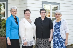 Founding Sisters, (from left) Sr. Barbara Kennedy, Sr. Lisa Sheridan and Sister Sarah Deeby (far right), are joined by the Servants of Mary Provincial Sr. Mary Gehringer (second from right) to celebrate the 30 year milestone.