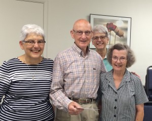 Jerry Bitz with Center Co-Founders, from left, Sr. Sarah Deeby and Sr. Barbara Kennedy. Jerry's wife Carol, far right, is part of the celebration.